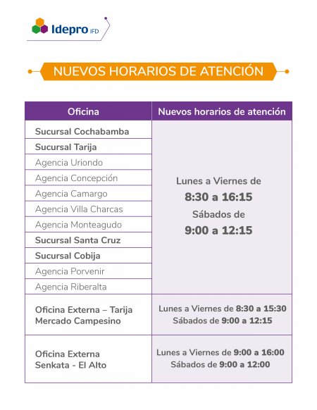 NUEVOS HORARIOS DE ATENCION