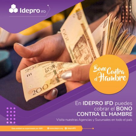 IDEPRO IFD pagara el BONO CONTRA EL HAMBRE en todas sus oficinas a nivel nacional